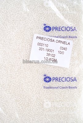 38102 Бісер чеський 50г, "PRECIOSA", №10, білий, прозорий, профарбований всередині. 38102 фото