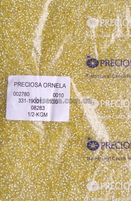 08283 Бісер чеський 50г, "PRECIOSA", №10, світло-жовтий, прозорий зі сріблястою серединкою. 08283 фото