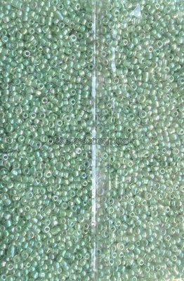 Бисер китайский крупный 25г, бледно-зелёный, прозрачный, окрашенный внутри, радужный, 4мм, код K-634Р. К-634Р/25 фото