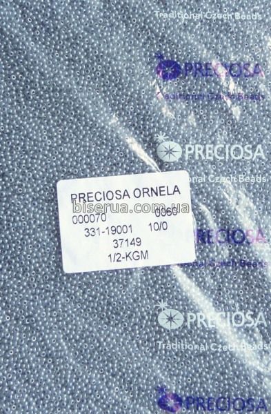 37149 Бисер чешский 50г, "PRECIOSA", №10, серый, непрозрачный, жемчужный. 37149 фото