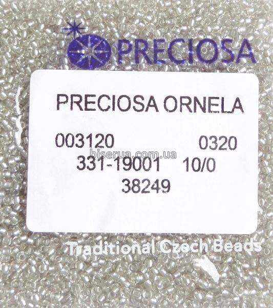 38249 Бісер чеський 50г, "PRECIOSA", №10, світло-сірий, прозорий, профарбований всередині. 38249 фото