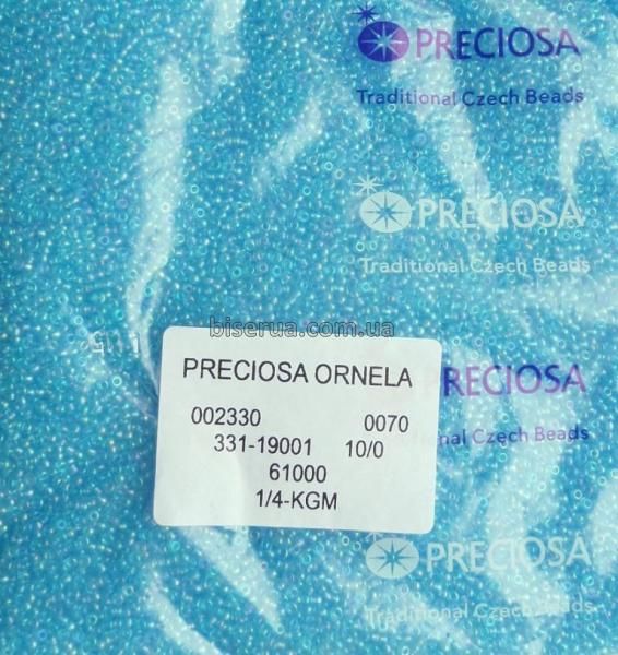 61000 Бісер чеський 50г, "PRECIOSA", №10, блакитний, прозорий, райдужний. 61000 фото