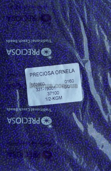 37100 Бисер чешский 25г, "PRECIOSA", №10 тёмно-фиолетовый, прозрачный с серебряным отверстием. 37100/25 фото