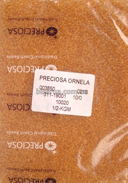 10020 Бісер чеський 50г, "PRECIOSA," №10, прозорий, світло-янтарний. 10020 фото