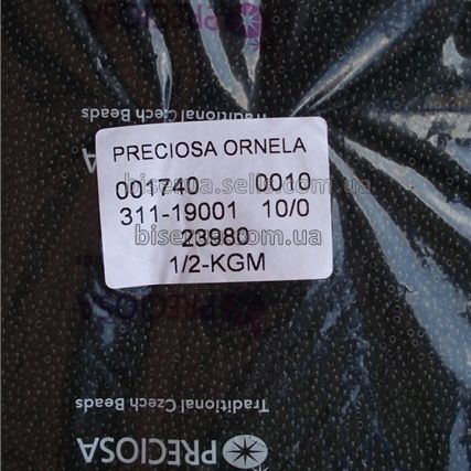 23980 Бісер чеський 50г, "PRECIOSA," №10, непрозорий чорний. 23980 фото