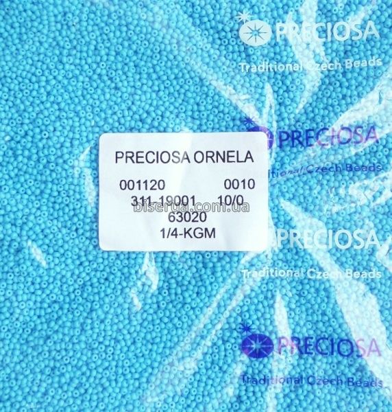 63020 Бисер чешский 50г, "PRECIOSA," №10, непрозрачный, голубой. 63020 фото
