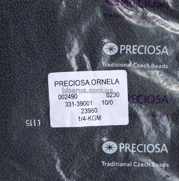 23980м Бісер чеський 50г, МАТОВИЙ, "PRECIOSA," №10, непрозорий чорний, МАТОВИЙ. 23980м фото