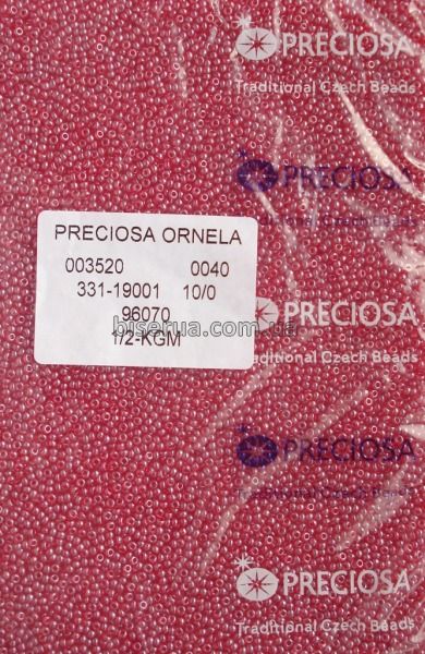 96070 Бісер чеський 50г, "PRECIOSA", №10, червоний, прозорий, глянцевий. 96070 фото