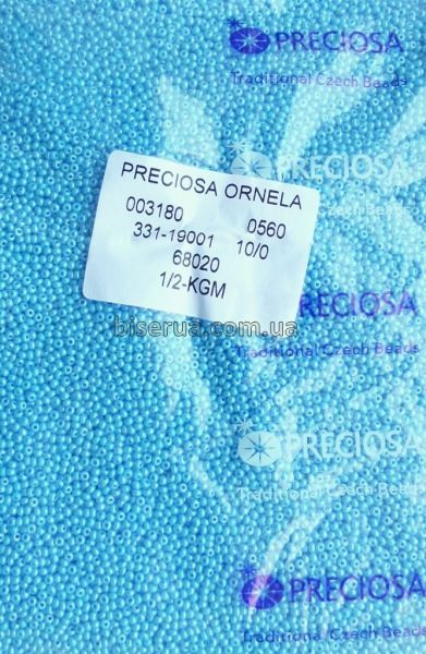 68020 Бісер чеський 50г, "PRECIOSA", №10, блакитний, непрозорий, глянцевий. 68020 фото
