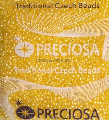 08386 Бісер чеський 25г, "PRECIOSA" №10, прозорий, перлинний, профарбований всередині, жовтий. 08386/25 фото