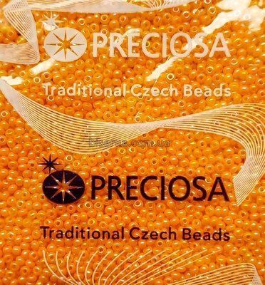 94110 Бісер чеський 50г, "PRECIOSA", №10, помаранчевий, непрозорий, глянцевий, райдужний. 94110 фото