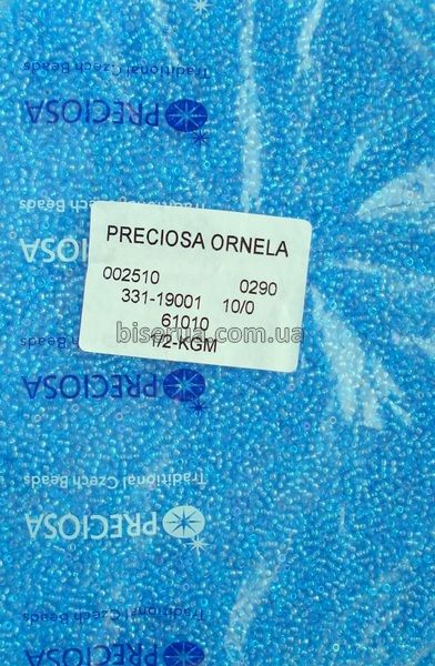 61010 Бісер чеський 25г, "PRECIOSA", №10, блакитний, прозорий, райдужний. 61010/25 фото