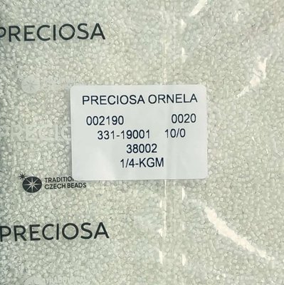 38002 Бісер чеський 50г, "PRECIOSA", №10, білий, прозорий, профарбований всередині. 38002 фото