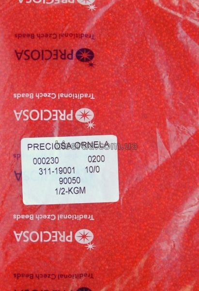 90050к Бісер чеський 50г, "PRECIOSA", №10, яскраво-червоний, прозорий з квадратною серединкою. 90050к фото