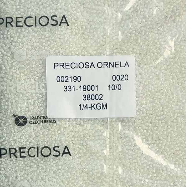 38002 Бисер чешский 50г, "PRECIOSA", №10, белый, прозрачный, окрашенный внутри. 38002 фото