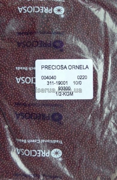 93300 Бисер чешский 50г, "PRECIOSA", №10, бордово-шоколадный, непрозрачный. 93300 фото