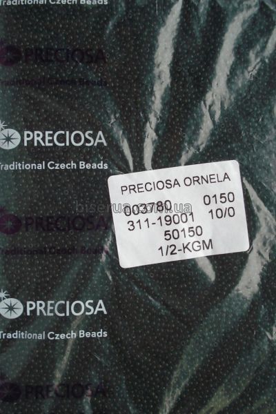 50150 Бисер чешский 50г, "PRECIOSA", №10, прозрачный, тёмно-зелёный. 50150 фото