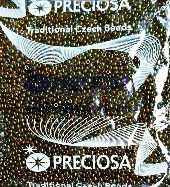 59115 Бисер чешский 50г, "PRECIOSA", №10, бронзовый-бензиновый, непрозрачный, глянцевый. 59115 фото