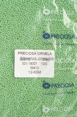 58410 Бісер чеський 50г, "PRECIOSA", №10, салатовий, непрозорий, глянцевий. 58410 фото
