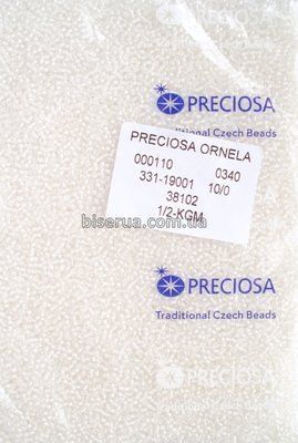 38102 Бісер чеський 25г, "PRECIOSA", №10, білий, прозорий, профарбований всередині. 38102/25 фото