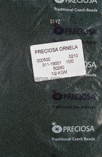 50290 Бісер чеський 50г, "PRECIOSA", №10, прозорий, темно-оливковий. 50290 фото