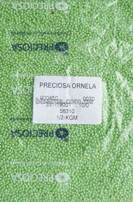 58310 Бісер чеський 50г, "PRECIOSA", №10, салатовий, непрозорий, глянцевий. 58310 фото