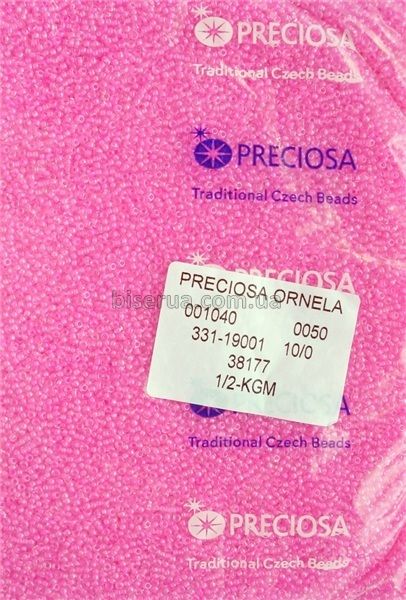 38177 Бисер чешский 25г, "PRECIOSA", №10, розовый, прозрачный, окрашенный внутри. 38177/25 фото