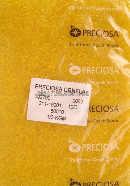 80010 Бисер чешский 25г, "PRECIOSA" №10, прозрачный, жёлтый. 80010/25 фото