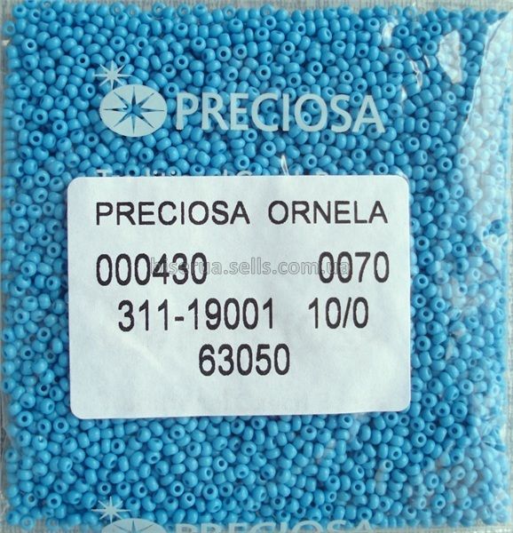 63050 Бісер чеський 50г, "PRECIOSA", №10, непрозорий, темно-блакитний. 63050 фото