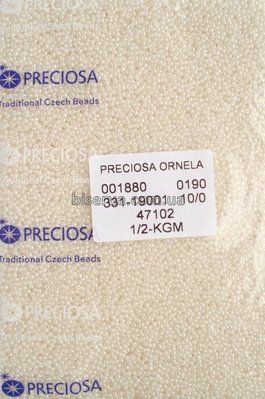 47102 Бісер чеський 50г, "PRECIOSA", №10, слонова кістка, непрозорий, перлинний. 47102 фото