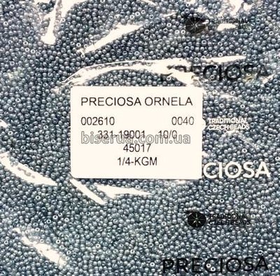 45017 Бисер чешский 50г, "PRECIOSA", №10, тёмно-серый, прозрачный, глянцевый. 45017 фото