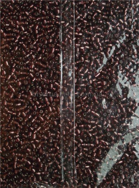 Бісер китайський крупний 25г, лилово-коричневий, "вогник", прозорий зі сріблястою серединкою, 4мм, код K-915. К-915/25 фото