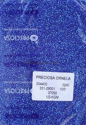 37050к Бісер чеський 50г, "PRECIOSA", №10, бузково-синій, прозорий зі сріблястою квадратною серединкою. 37050к фото
