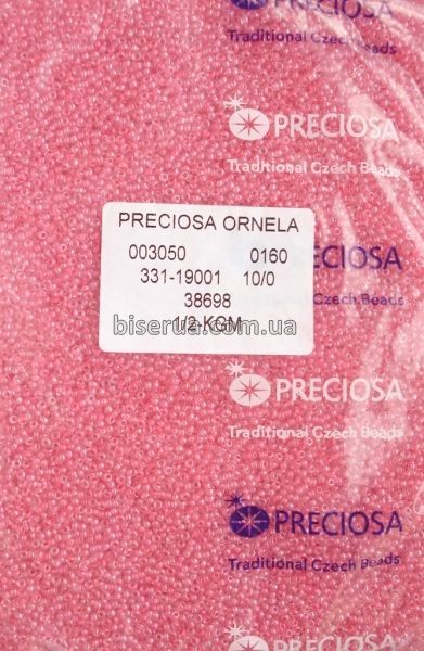 38698 Бисер чешский 25г, "PRECIOSA", №10, коралловый, прозрачный, окрашенный внутри. 38698/25 фото