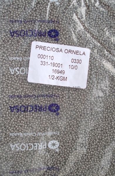 16949 Бисер чешский 50г, "PRECIOSA", №10, серый, непрозрачный. 16949 фото