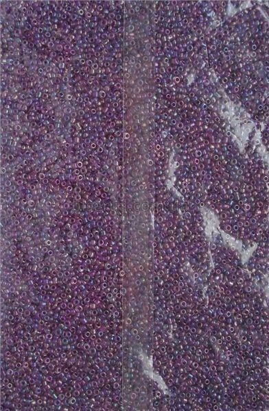 Бісер китайський дрібний 25г, баклажанний, прозорий, райдужний, 1,5-2мм, код М-822Р. М-822Р/25 фото