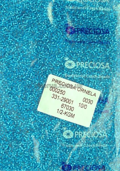 67030 Бисер чешский 25г, "PRECIOSA" №10, голубой, прозрачный с серебряным отверстием. 67030/25 фото