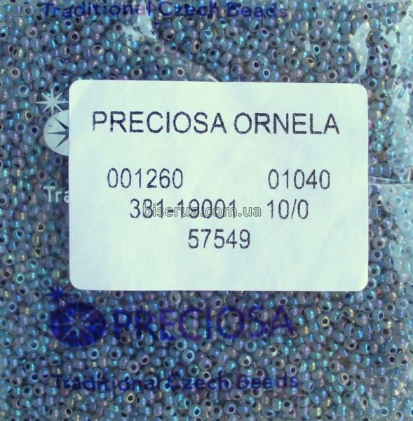 57549 Бисер чешский 50г, "PRECIOSA", №10, серый, полупрозрачный, радужный. 57549 фото