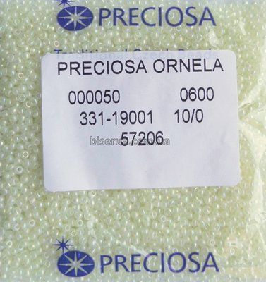 57206 Бісер чеський 25г, "PRECIOSA", №10, молочно-білий, напівпрозорий, райдужний. 57206/25 фото