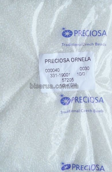 57205 Бісер чеський 25г, "PRECIOSA", №10, білий, напівпрозорий, райдужний. 57205/25 фото
