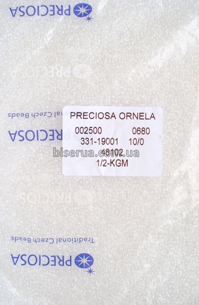 48102 Бисер чешский 50г, "PRECIOSA", №10, белый, прозрачный, глянцевый. 48102 фото