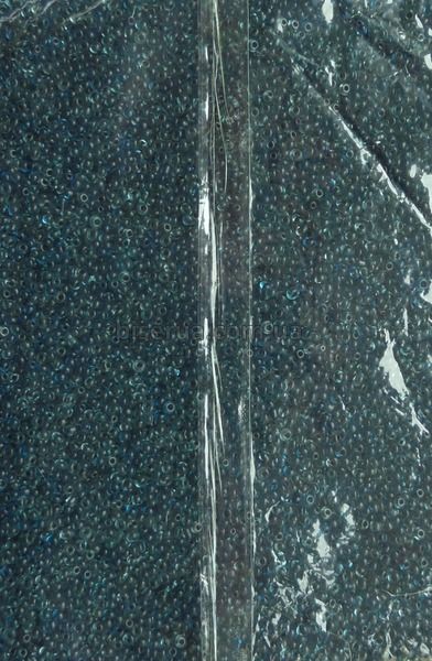 Бісер китайський дрібний 450г, двукольоровий темно-блакитний, скло блакитне, профарбовано всередині чорним, прозорий, 1,5-2мм, код М-730. М-730 фото