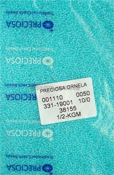 38155 Бисер чешский 25г, "PRECIOSA", №10, лазурный, прозрачный, окрашенный внутри. 38155/25 фото