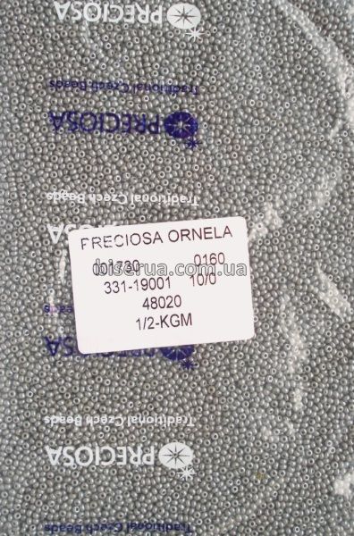 48020 Бісер чеський 50г, "PRECIOSA", №10, сірий, непрозорий, глянцевий. 48020 фото