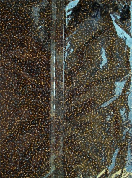 Бисер  китайский мелкий 450г, коричневый, "огонёк", прозрачный с серебряным отверстием 1,5-2мм, код М-902В. М-902В фото
