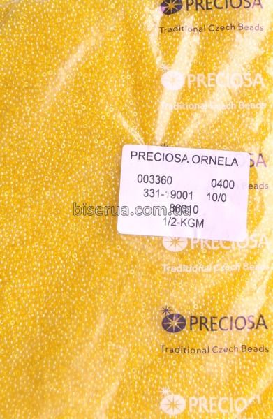 86010 Бисер чешский 25г, "PRECIOSA", №10, жёлтый, прозрачный, глянцевый. 86010/25 фото