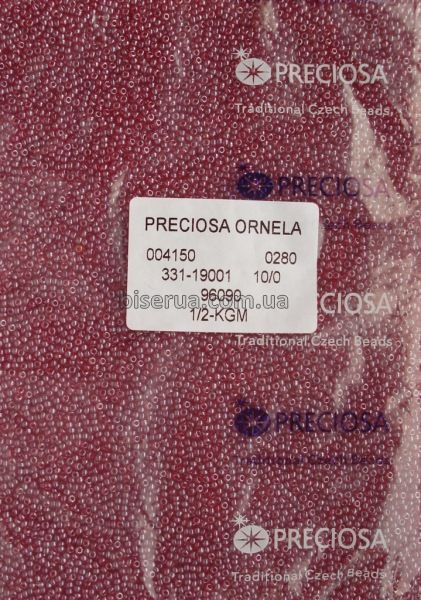 96090 Бісер чеський 50г, "PRECIOSA", №10, бордовий, прозорий, глянцевий. 96090 фото