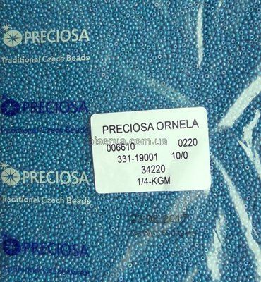 34220 Бісер чеський 25г, "PRECIOSA", №10, бузково-синій, непрозорий, райдужний. 34220/25 фото