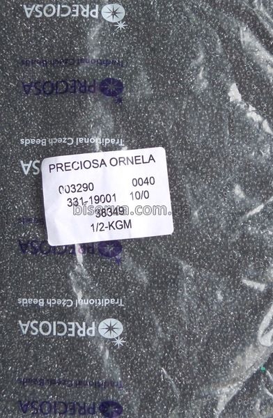 38349 Бисер чешский 25г, "PRECIOSA", №10, серый, прозрачный, окрашенный внутри чёрным. 38349/25 фото