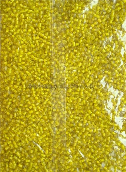 Бісер китайський крупний 25г, жовтий, прозорий, профарбований всередині, 4мм, код K-511. К-511/25 фото